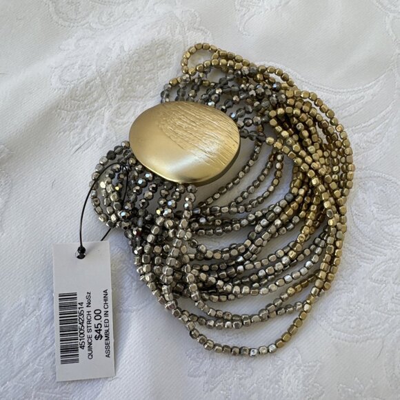 Chico's Dark Gold & Silvertone Stretch Beaded Shimmery Stackable Bracelet - NWT - Picture 8 of 12